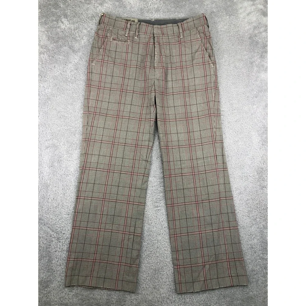 Y2K G-Star Raw Pants Men 36x30 (Tag 34x32) Multicolor Glen Plaid Distressed